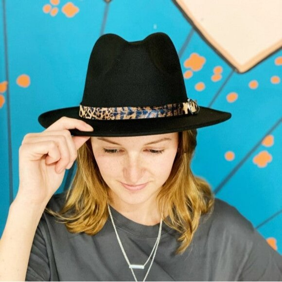 Leopard Band Fedora Hat - Picture 3 of 7